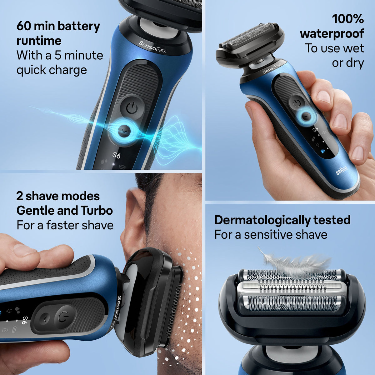 Braun - Series 6 Wet/Dry Electric Shaver - Blue