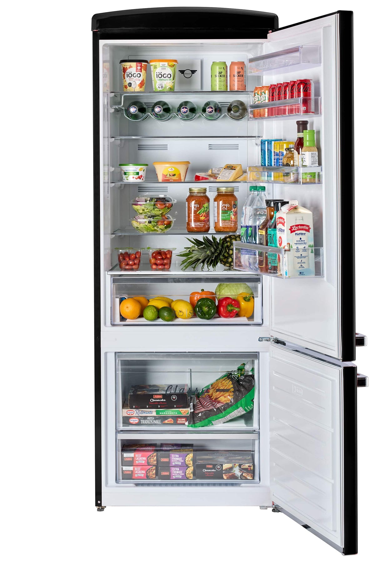 Unique Appliances - 28 in. Wide Classic Retro 16.7 cu.ft Bottom Freezer Counter Depth Refrigerator - Midnight Black