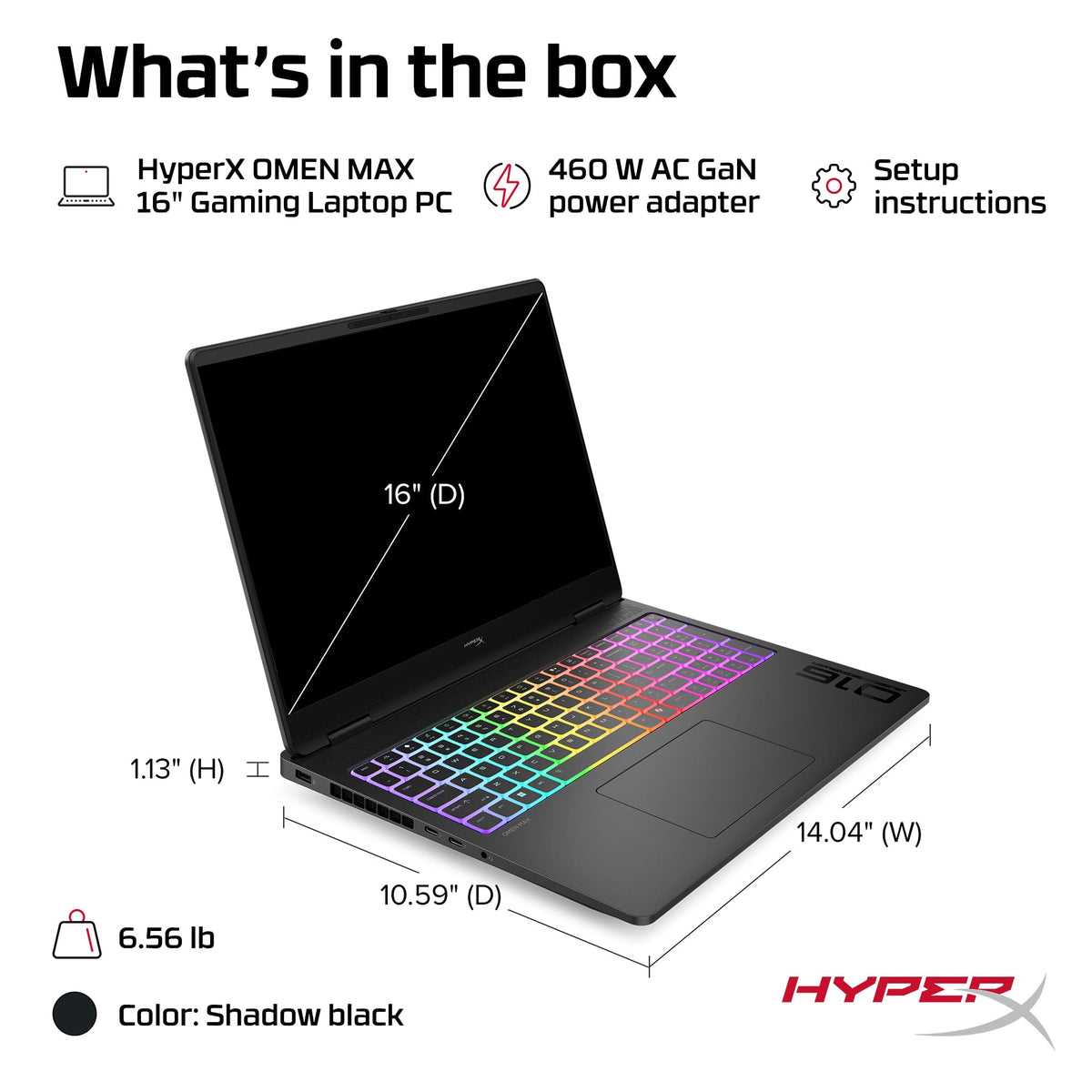HyperX - OMEN MAX 16" 2K OLED Gaming Laptop - Intel Core Ultra 9 290HX 2026 - 32GB Memory - NVIDIA GeForce RTX 5070 Ti - 1TB SSD - Shadow Black