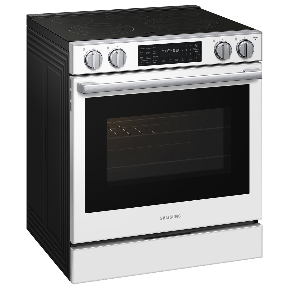 Samsung - 30 in. Wide 4 Burner 6.3 cu. ft. Bespoke Smart Slide-In Electric Range with No Preheat Air Fry Max and True Convection - Fingerprint Resistant White