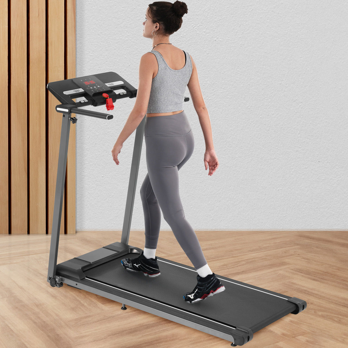 Cinta de andar plegable para casa con inclinación de 0.5 a 7.5 mph - Negro