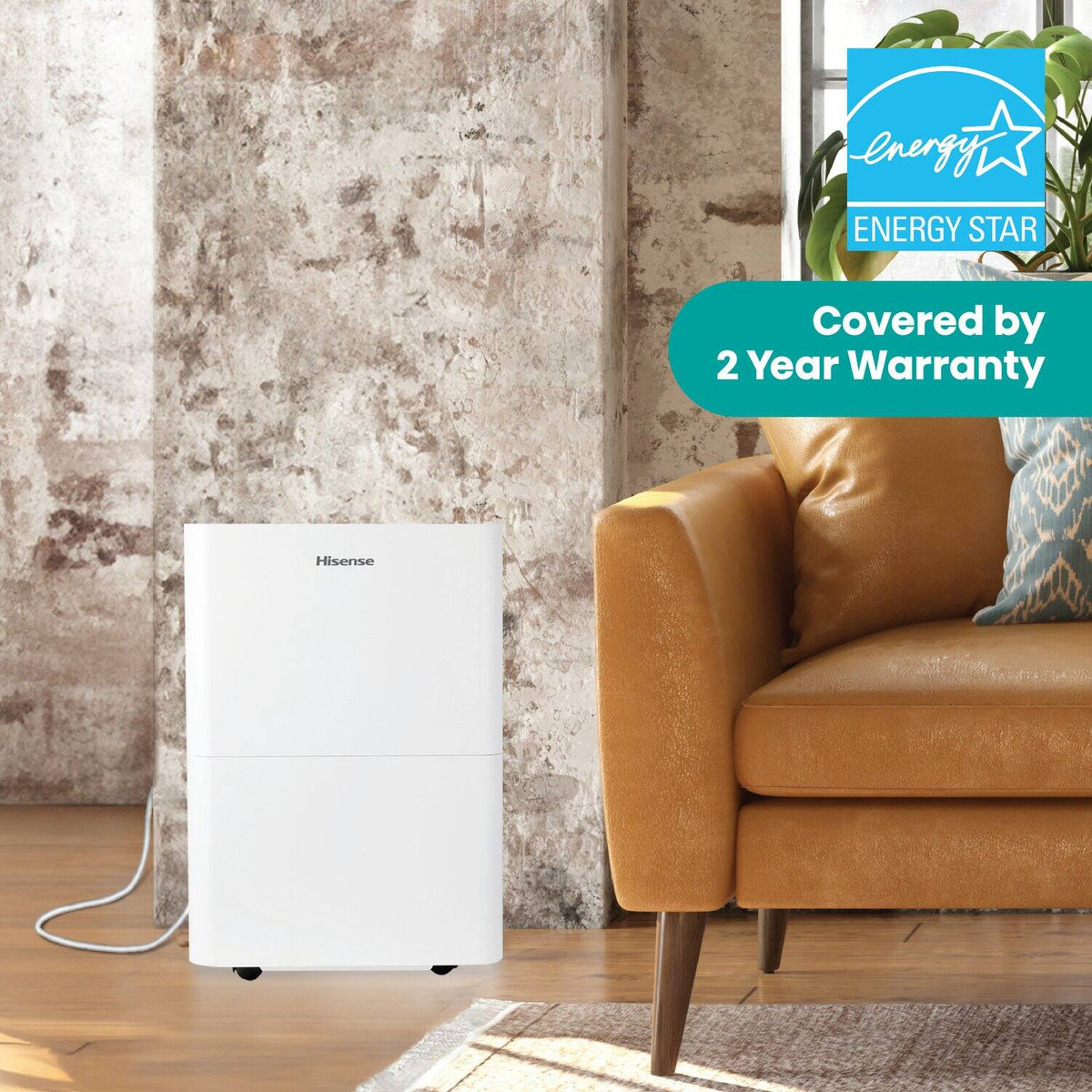 Hisense - 35 Pint 3000 Sq. Ft. 8 quarts Bucket Capacity Compact Dehumidifier with Slide-Out Bucket - White