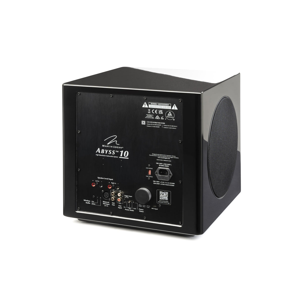 MartinLogan - Abyss 10, 10” Hybrid, Powered Subwoofer, with Magnitude MT-1.6kW Amplifier, Sub Control App, and Wireless Built-In - Gloss Black