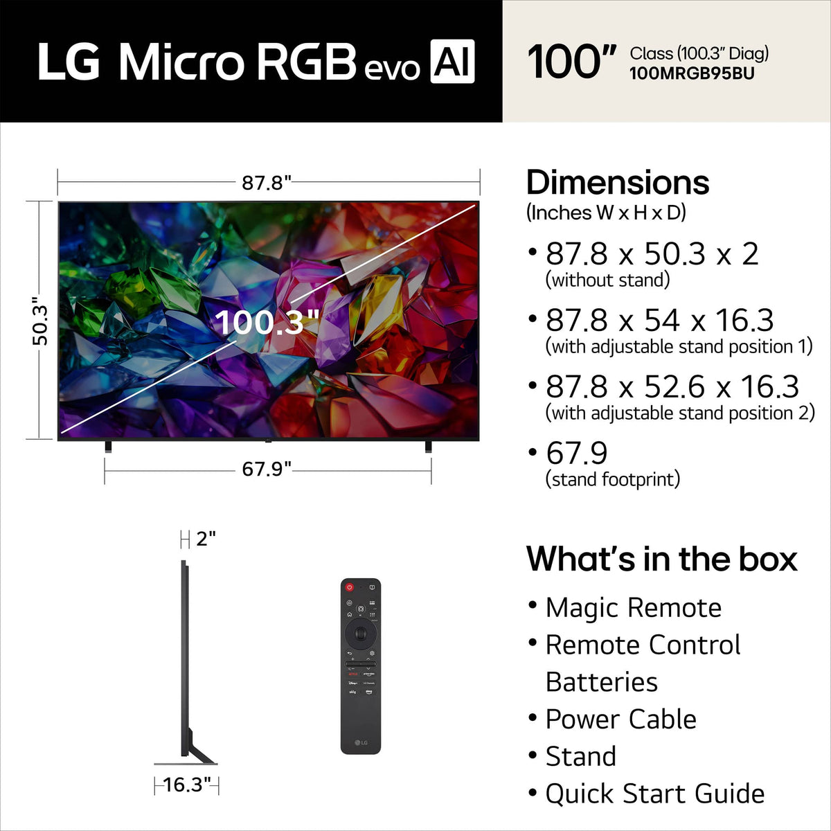 LG - 100" Class MRGB95 Micro RGB evo AI 4K Smart webOS TV with Triple 100% Color Coverage Certified (2026)