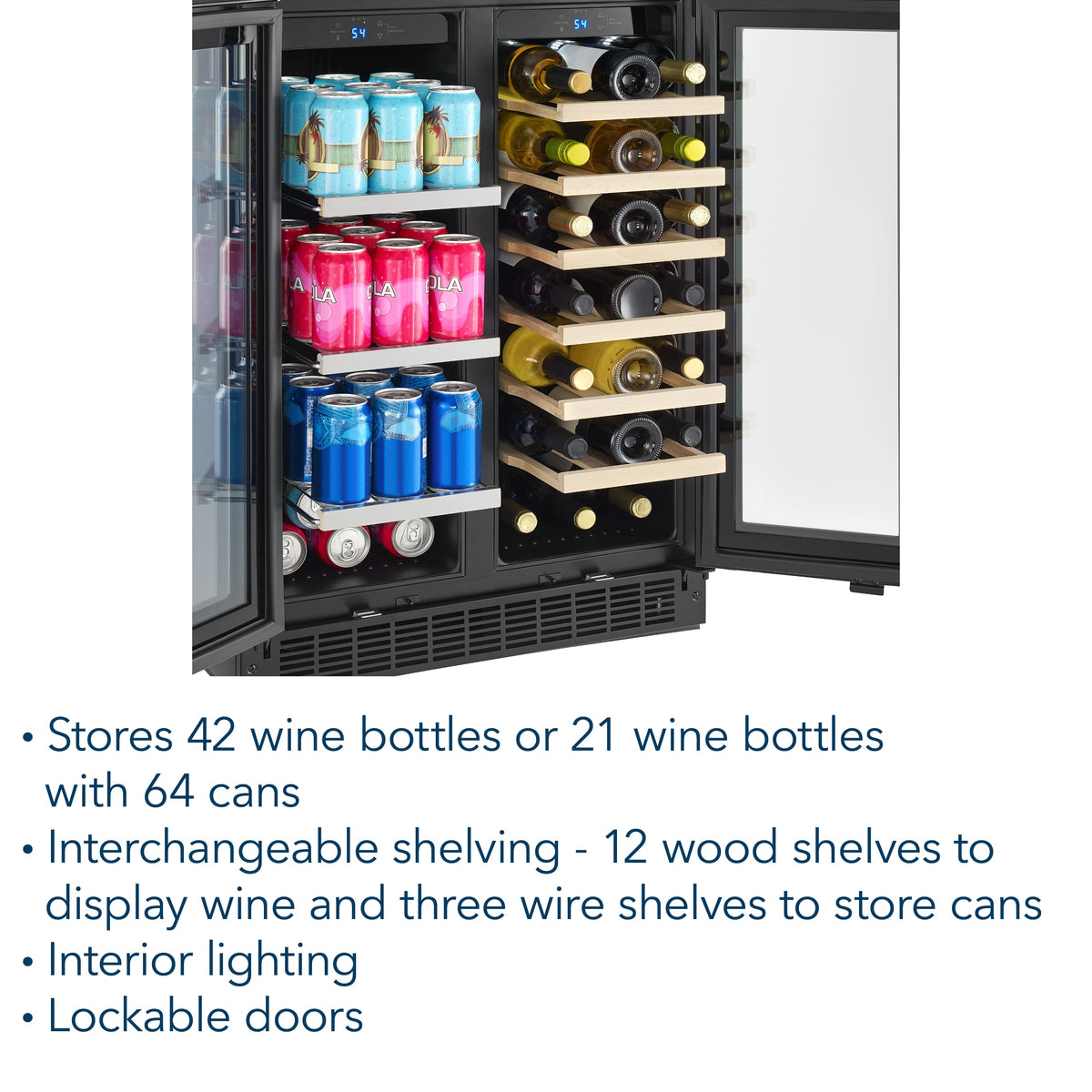 Insignia™ - Dual Zone Wine and Beverage Cooler with Glass Doors - Stainless Steel