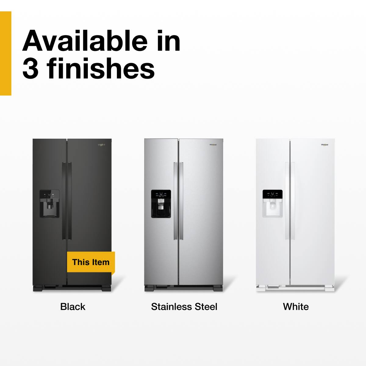 Whirlpool - 33 in. Wide 21 cu. ft. Side-by-Side Refrigerator with LED Interior Lighting - Black