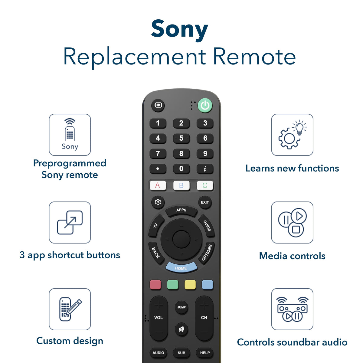 Insignia™ - Replacement Remote for Sony TVs - Black