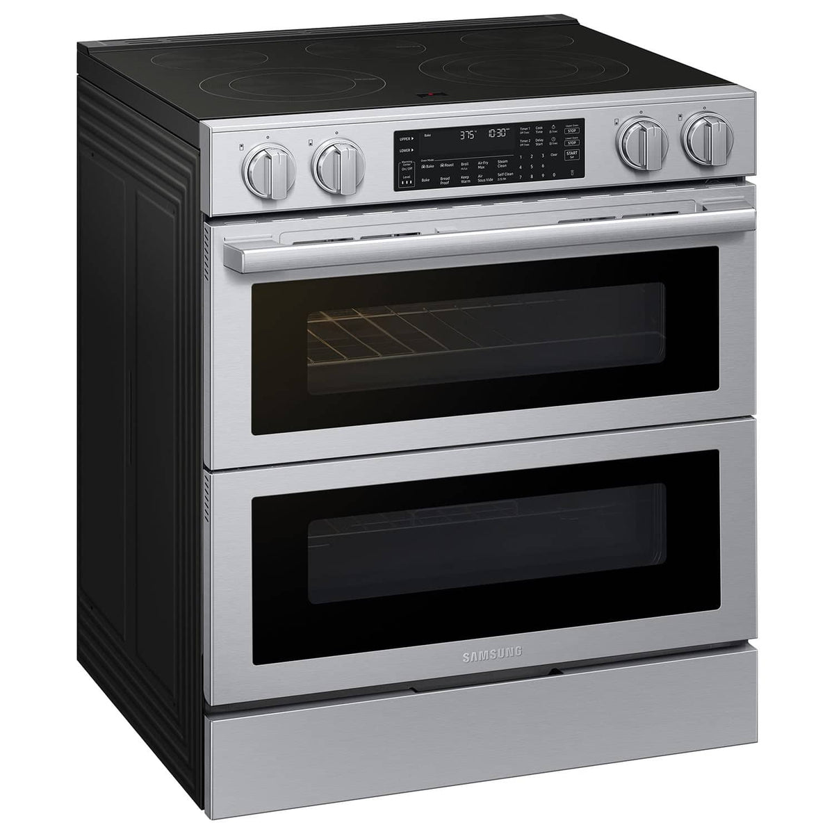 Samsung - Bespoke Smart Slide-In Electric Range with Flex Duo Oven and Dual True Convection - Stainless Steel