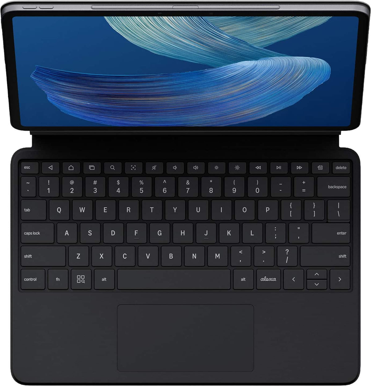 Amazon - Alexa Tablet Pro Detachable Keyboard with Trackpad and Alexa Key – snap on, never charge, and work like a laptop - Black