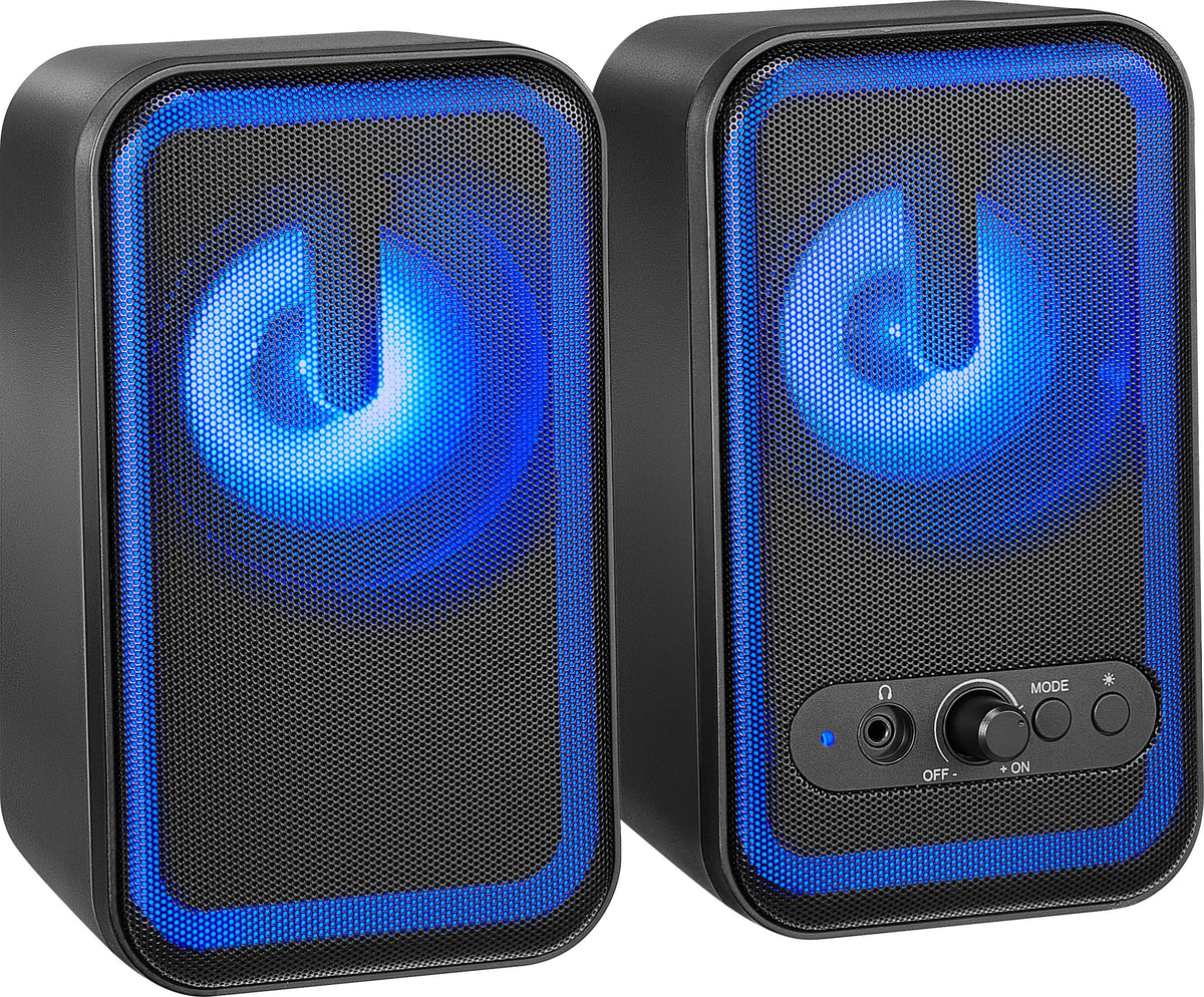 Insignia™ - 2.0 Bluetooth Computer Speakers with RGB Lighting (2-Piece) - Black