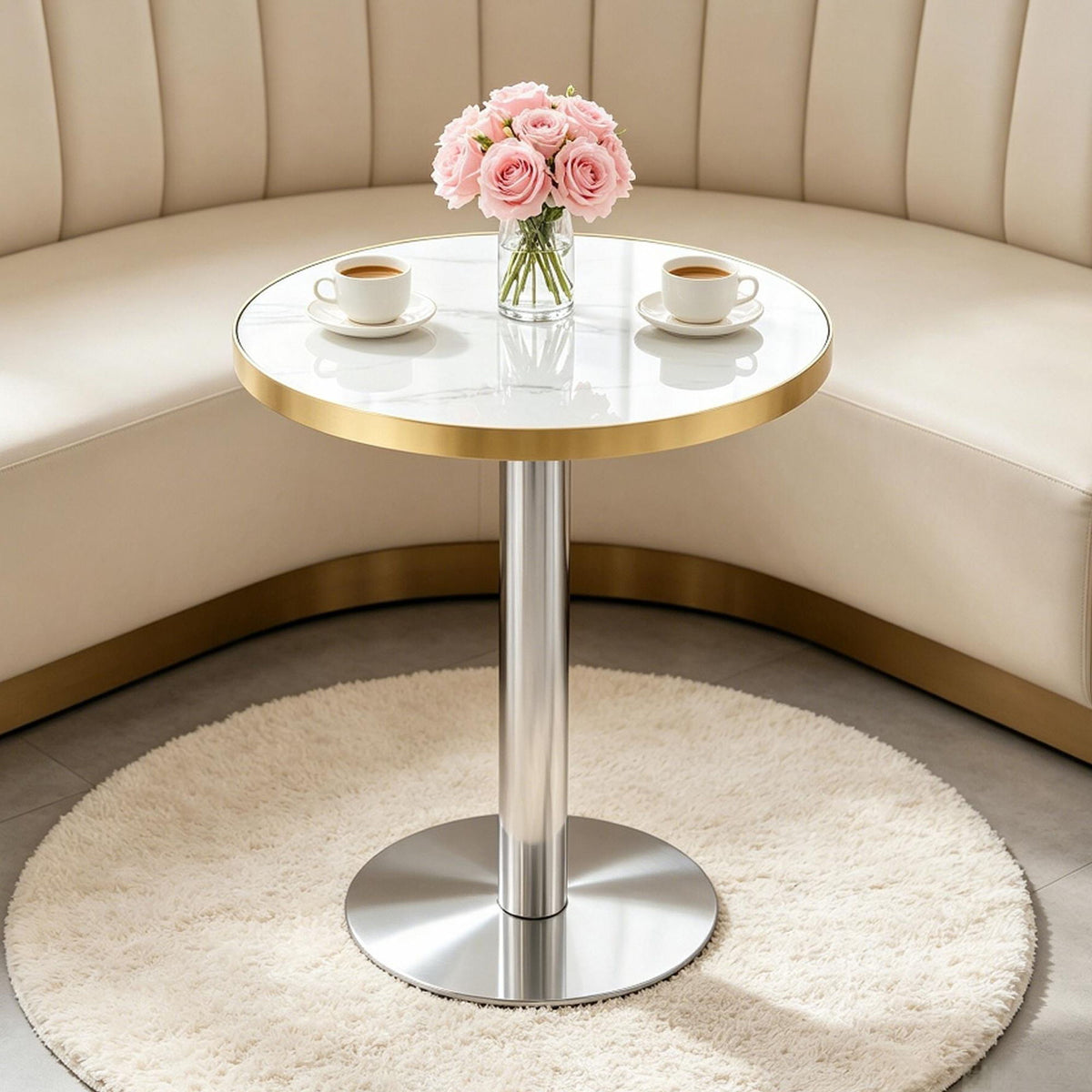 Mesa de bistró redonda moderna y elegante
