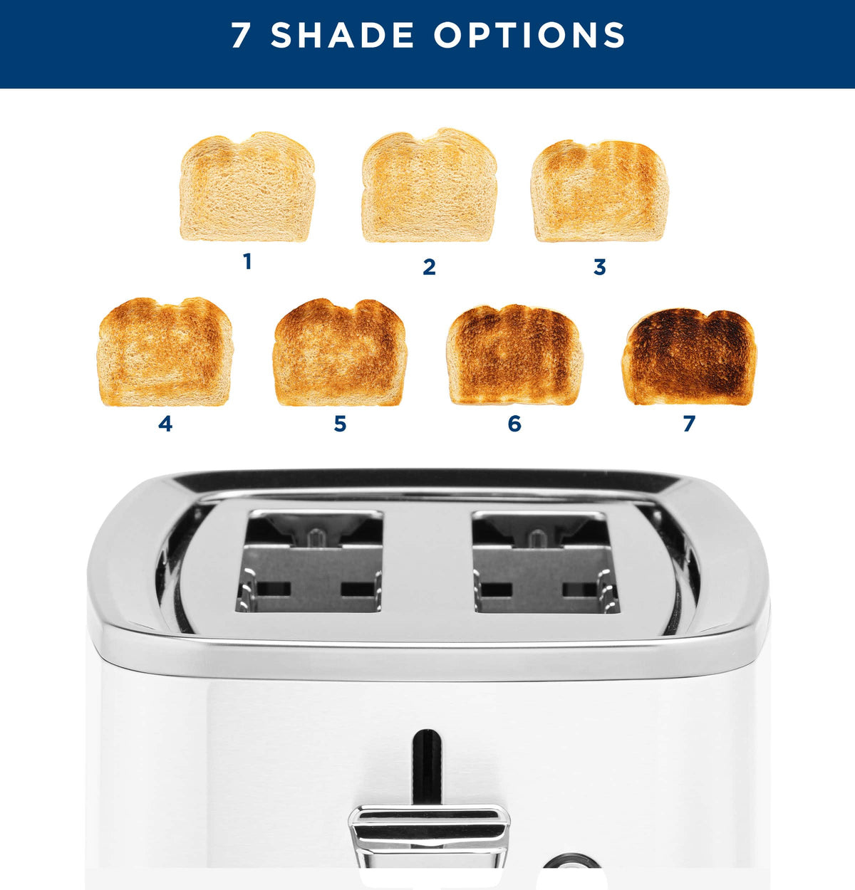 GE - 2-Slice Toaster with 7 Shade Settings and Extra Wide Slots - Snow White