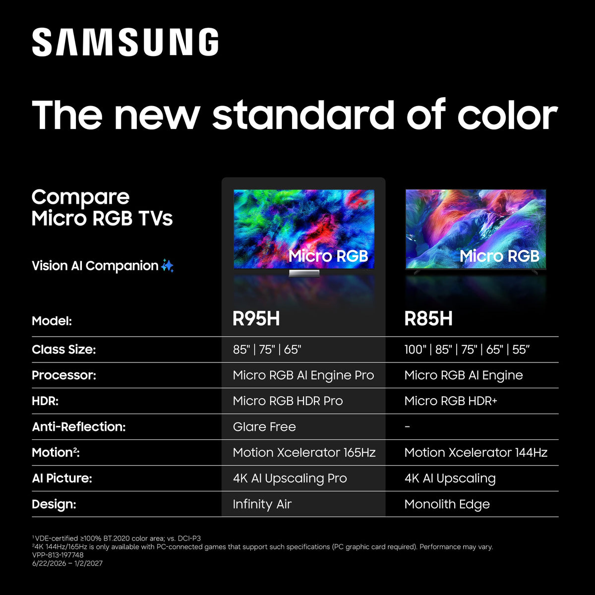 Samsung - 75" Class R95H Series Micro RGB 4K Glare-Free TV with SamsungVisionAI (2026)