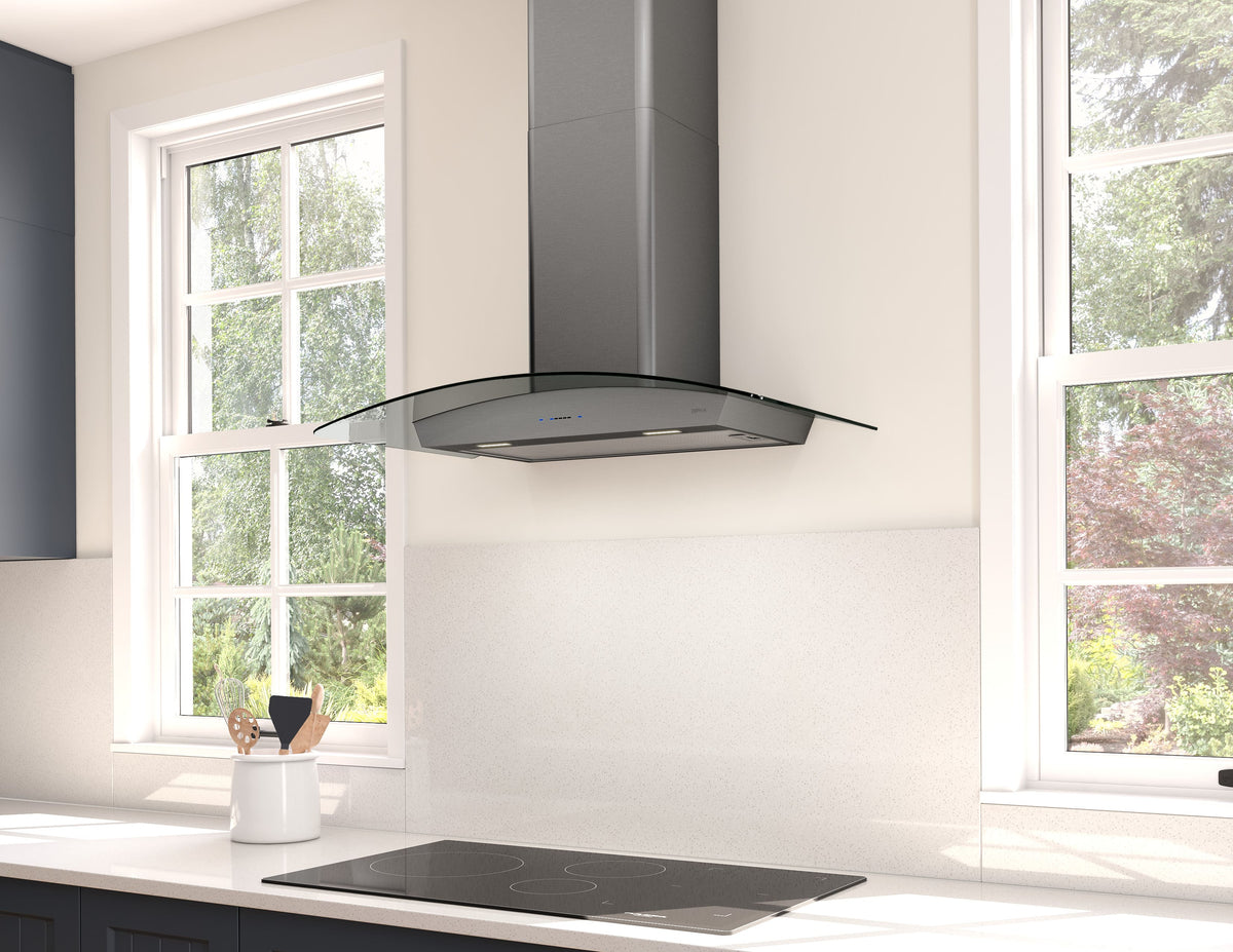 Zephyr - 30 inches - Convertible - Wall Range Hood - Black Stainless Steel