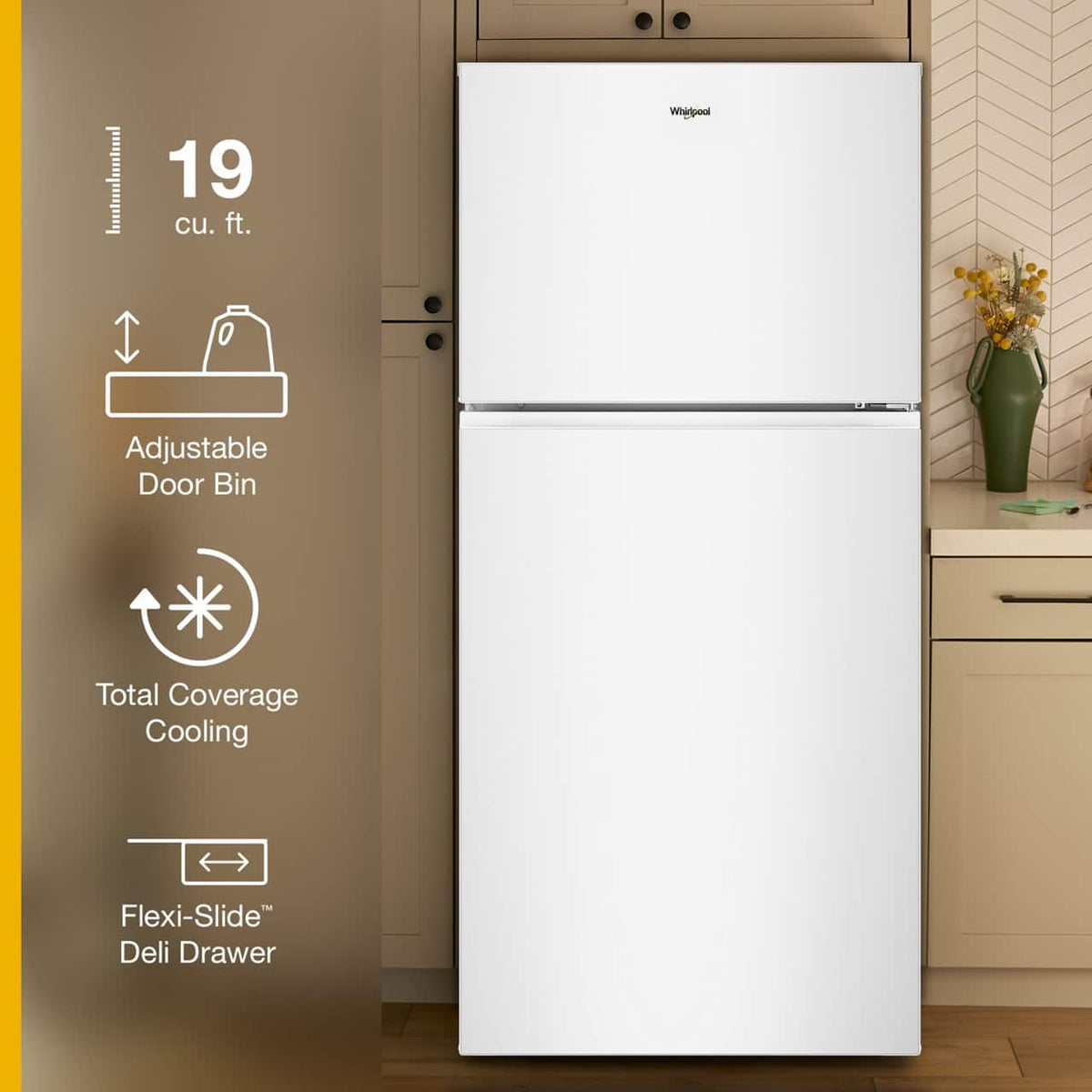 Whirlpool - 30 in. Wide 19.3 cu. ft. Top-Freezer Refrigerator with Total Coverage Cooling - White