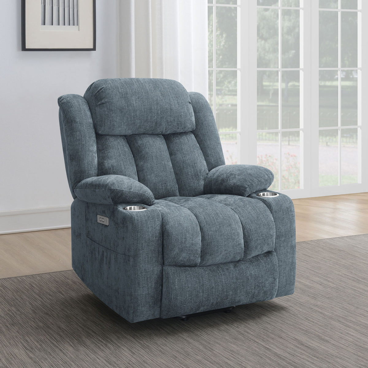 Beca - Sillón reclinable eléctrico tapizado con reposavasos y carga USB