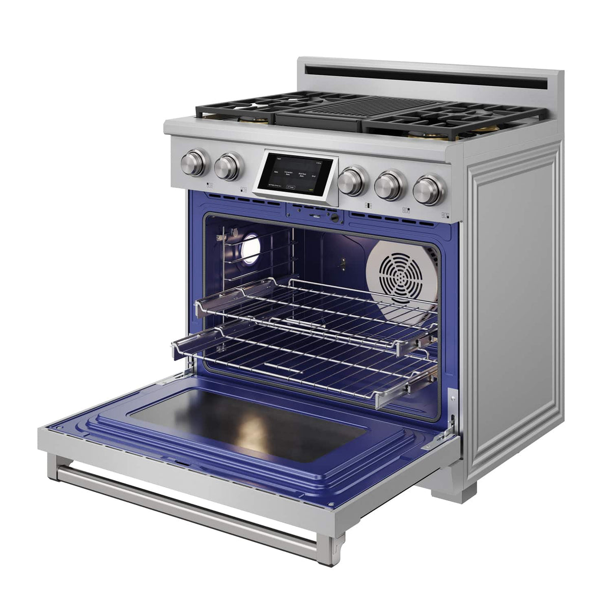 Thor Kitchen - 36 in. Wide 5 Burner 6.0 Cu Ft. Freestanding Dual Fuel Gas Range - Stainless Steel