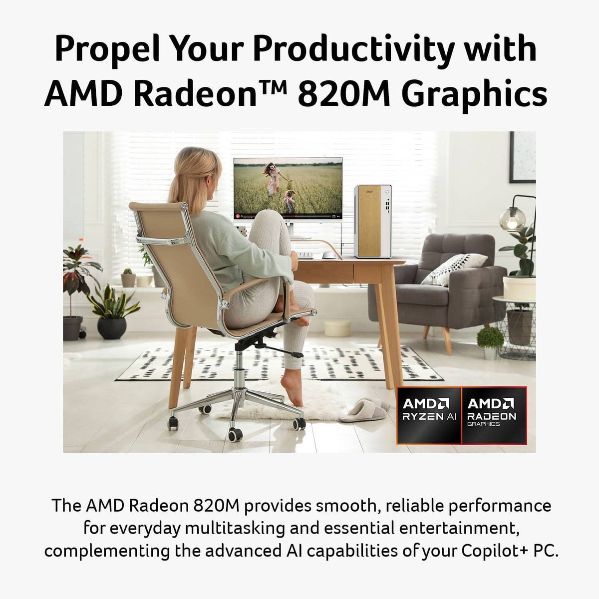 Acer - Aspire TC AI Tower Desktop - AMD Ryzen AI 5 330 2025 - 16GB DDR5 Memory – 1TB Storage - Copilot+ PC - White