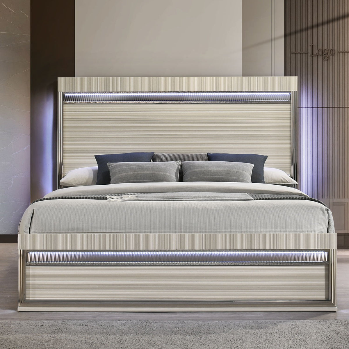 Leonor - Cama con cabecero y piecero LED