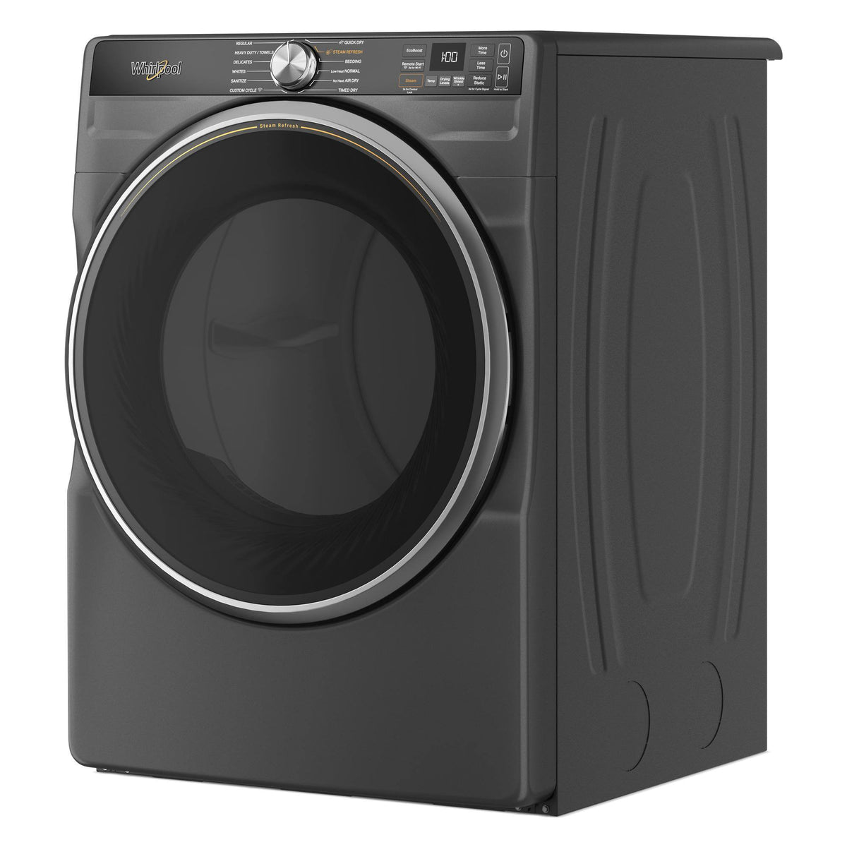 Whirlpool - 7.4 Cu. Ft. Smart Gas Dryer with Steam and Wrinkle Shield Option - Volcano Black