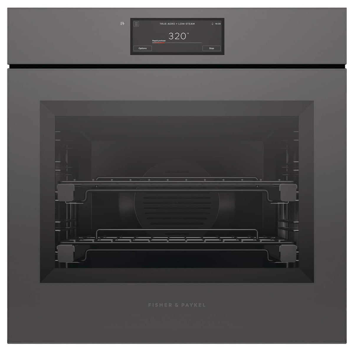 Fisher & Paykel - 24" 3 Cu Ft Built-in Combination Steam Oven, 6.8 Touchscreen - Handleless - Minimal Grey - Gray