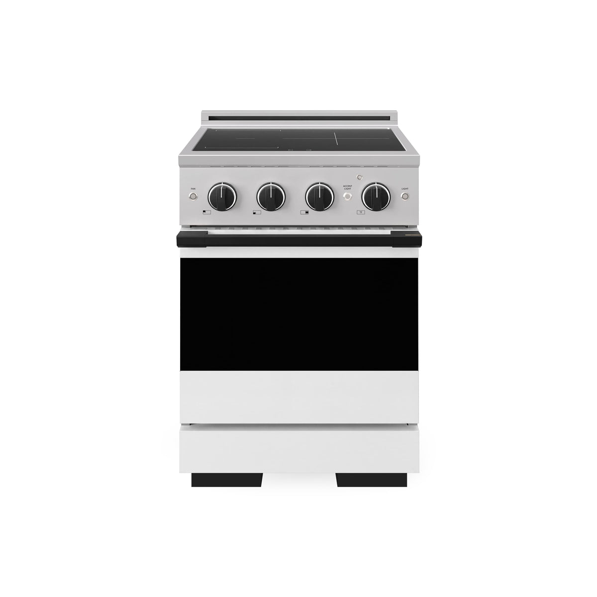 ZLINE - Autograph 24 in. 3.2 cu. ft. Marino Freestanding Induction Range with 3 Burners and Black Accents with White Door - White Matte