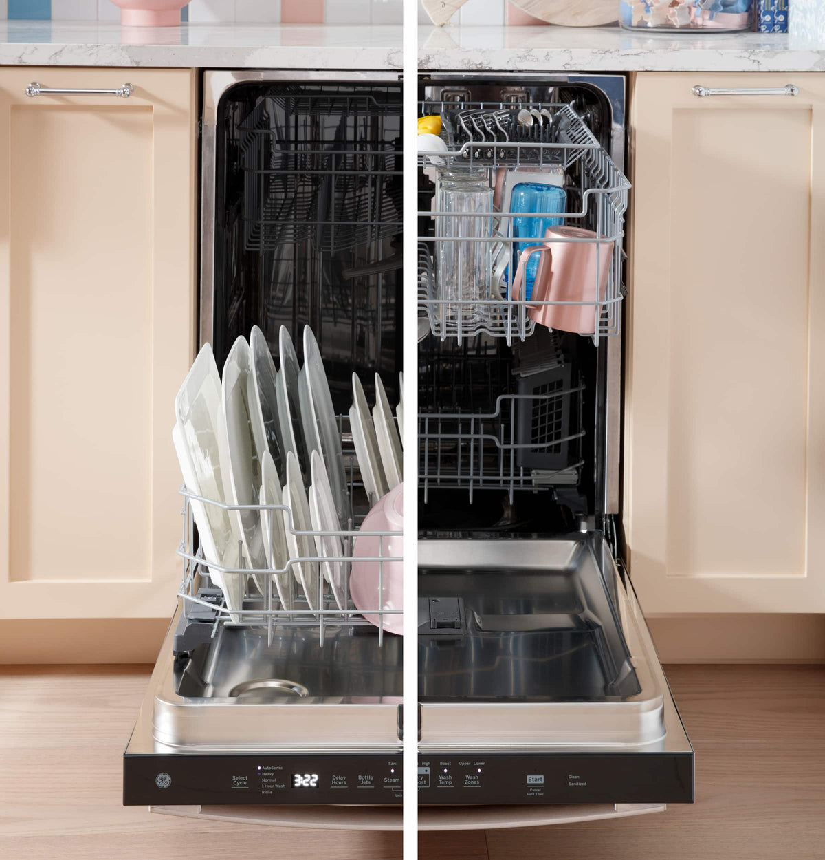 GE - 24" Front Control Built-In Stainless Steel Tub Dishwasher with 3rd Rack, Sanitize Cycle and 47 dBA - Stainless Steel