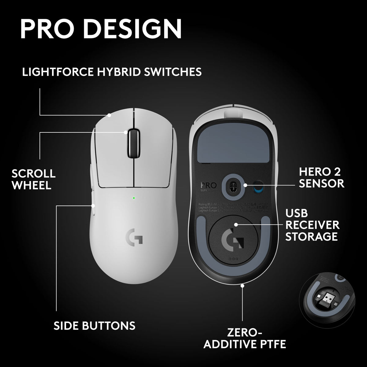 Logitech - PRO X SUPERLIGHT 2 SE LIGHTSPEED Lightweight Wireless Gaming Mouse with Optical HERO 2 Sensor 44,000 DPI for PC - Wireless - White