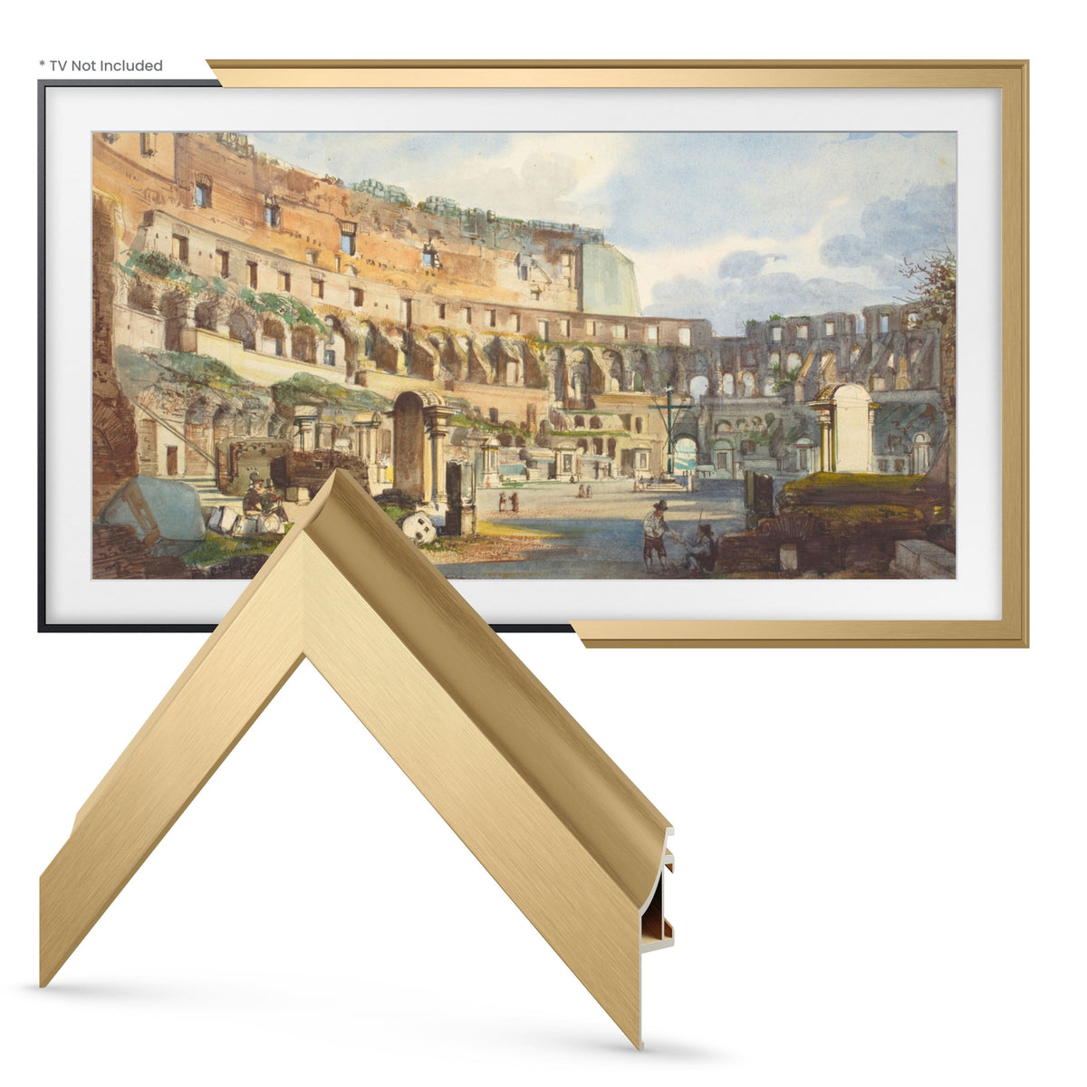 Deco TV Frames - Alloy Scoop Bezel for Samsung The Frame TV - 55" - Pale Gold