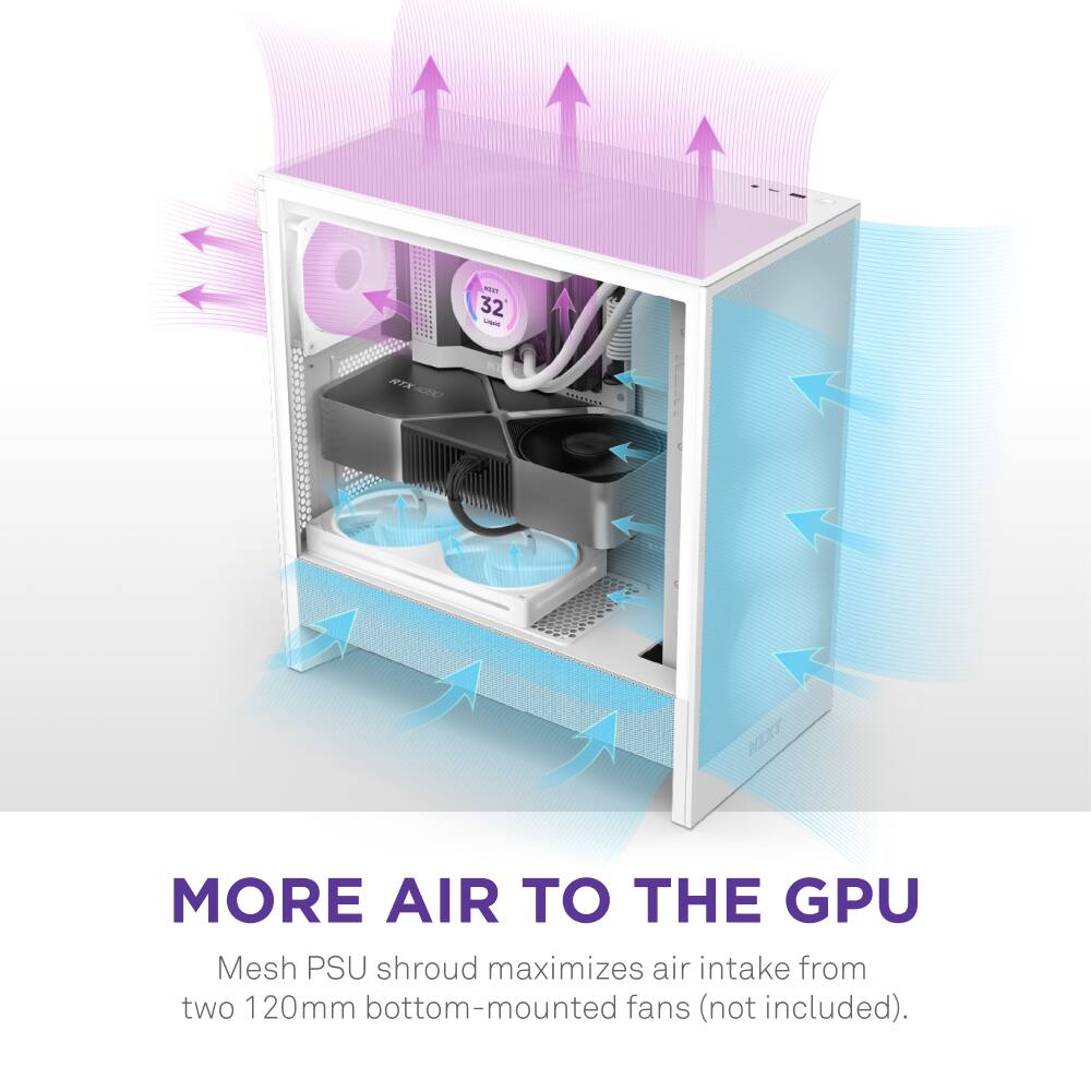 NZXT - H5 Flow RGB 2024 Compact ATX Mid-Tower Airflow PC Case - White