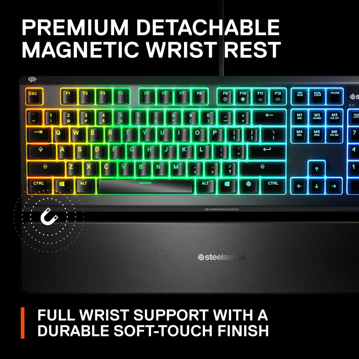 SteelSeries - Apex 3 Full Size Wired Membrane Whisper Quiet Switch Gaming Keyboard with 10 zone RGB Backlighting - Black