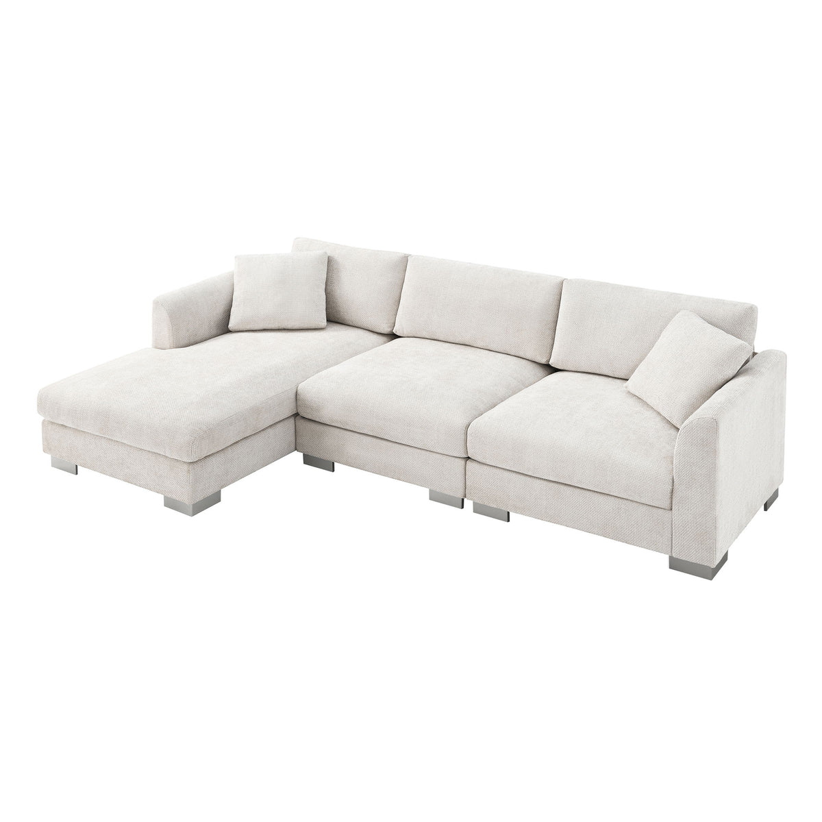 Modern Cloud Sectional Sofa L Shaped Luxury Couch Set With 2 Free Pillows 4 Seat With Oversized Chaise