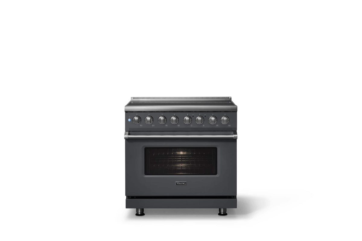 Viking - 36 in. Wide 6 Elements Pro 5 Series 5.6 Cu. Ft. Freestanding Induction Convection Range - Cast Black