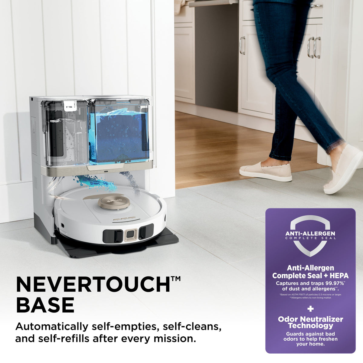 Shark - Stratos 2-in-1 Robot Vacuum & Mop With 25+ Hands-Free Features & NeverTouch Self-Cleaning Base - White