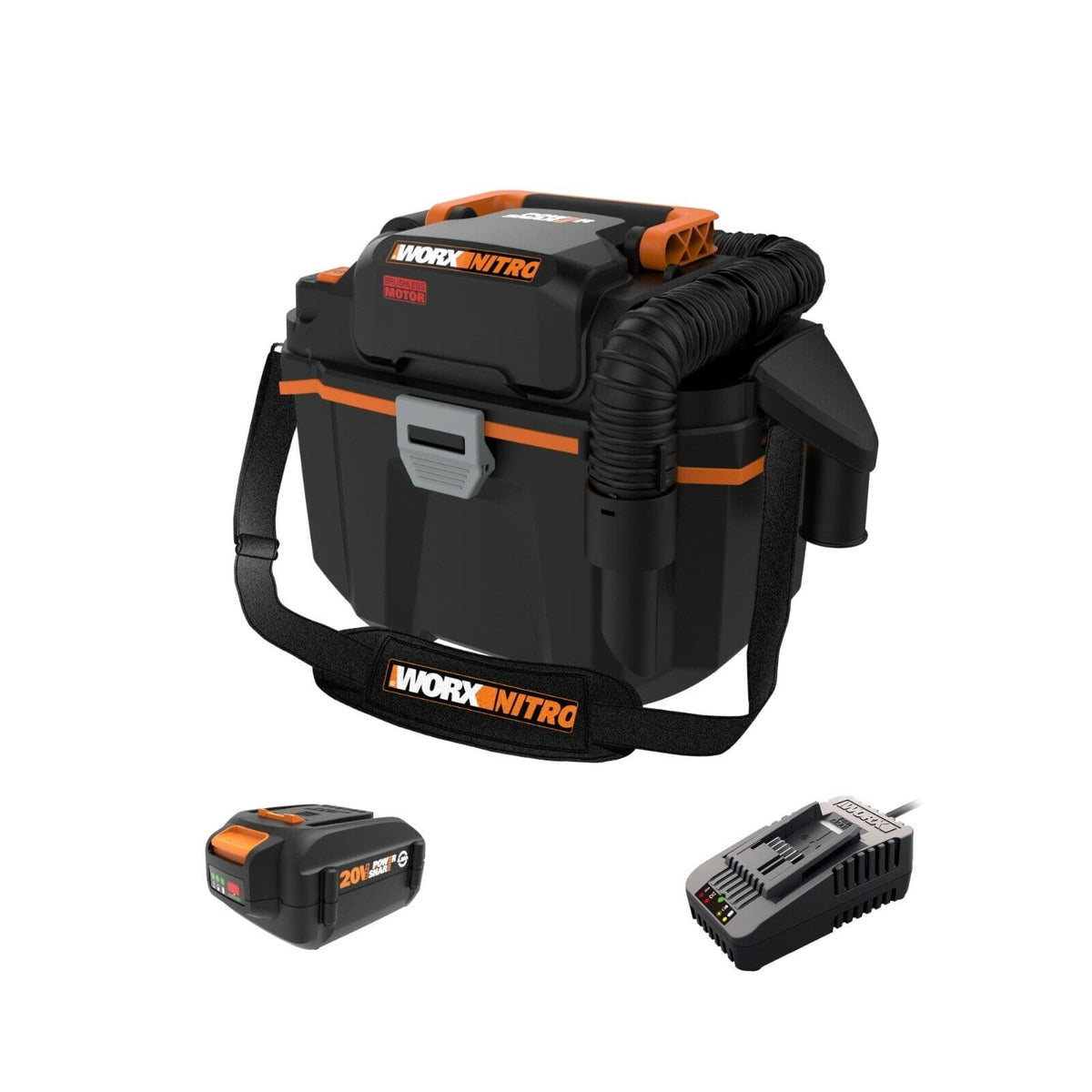 WORX - Nitro 20V 2.1 Gal Cordless Wet/Dry Vacuum (1 x 4.0 Ah Battery and 1 x Charger Included) - Black