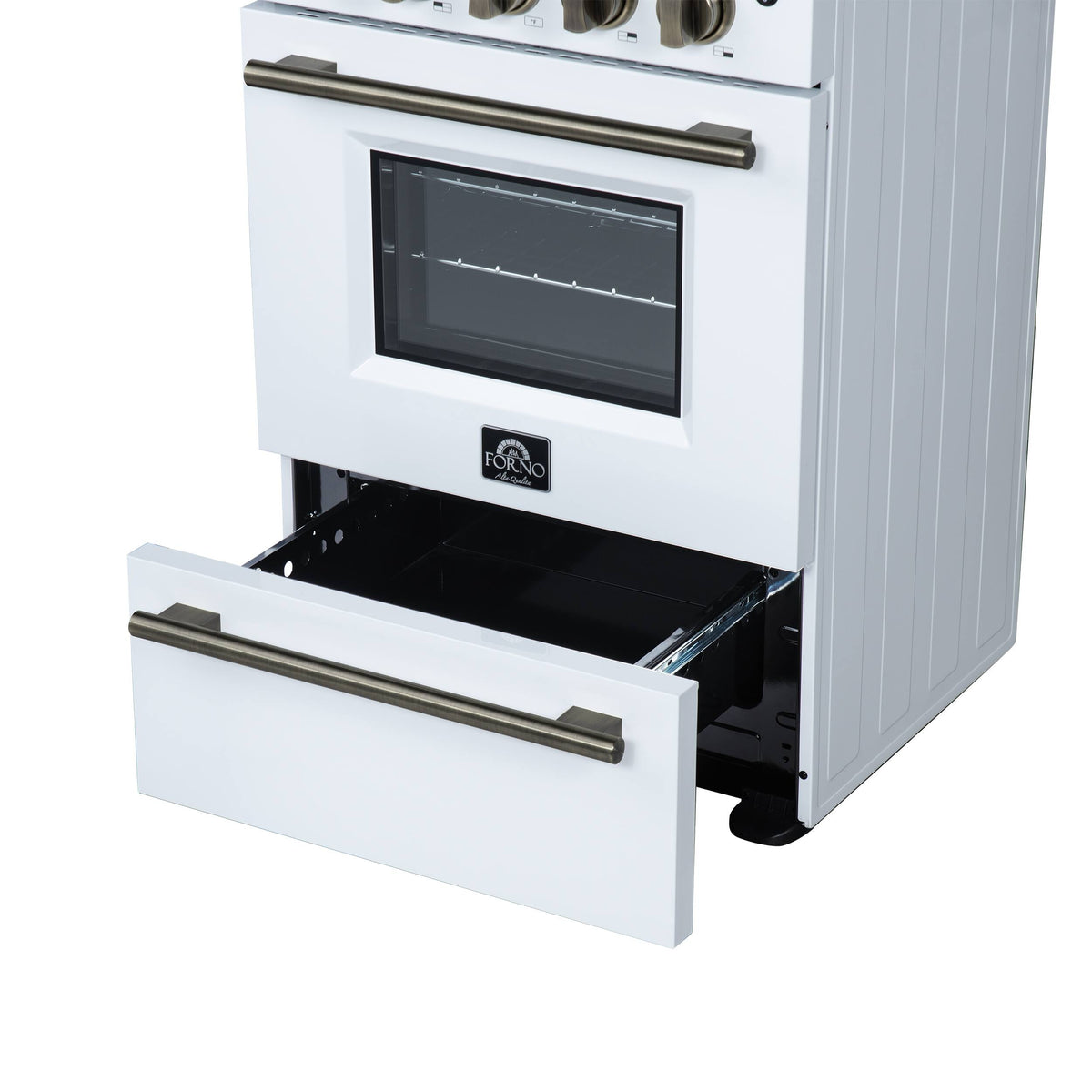 Forno Appliances - 24 in. Wide 4 Elements Loiano 2.3 Cu. Ft. Freestanding Electric Range with Storage Drawer - White