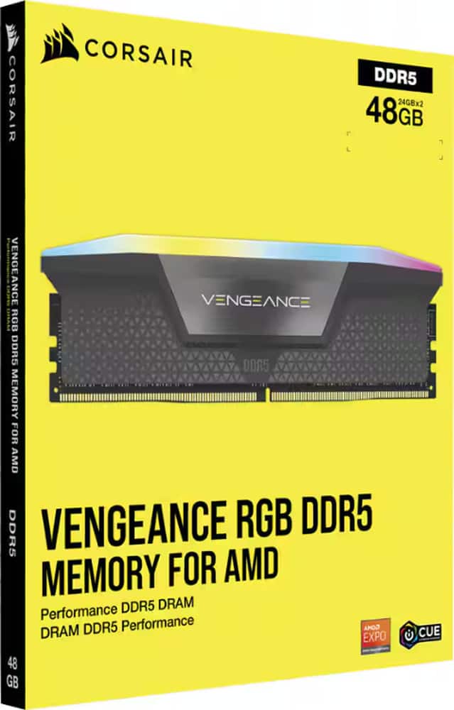 CORSAIR - VENGEANCE RGB DDR5 64GB (2 x 32GB) DDR5 6000 CL40-50-50-96 1.35V Intel XMP & AMD EXPO - Gray