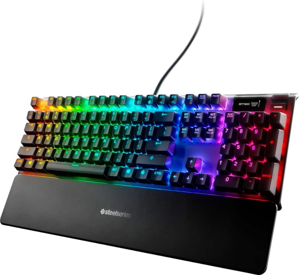 SteelSeries - Apex 7 Full Size Wired Mechanical Red Linear Switch Gaming Keyboard with Rapid Tap - Black