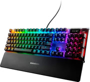 SteelSeries - Apex 7 Full Size Wired Mechanical Red Linear Switch Gaming Keyboard with Rapid Tap - Black