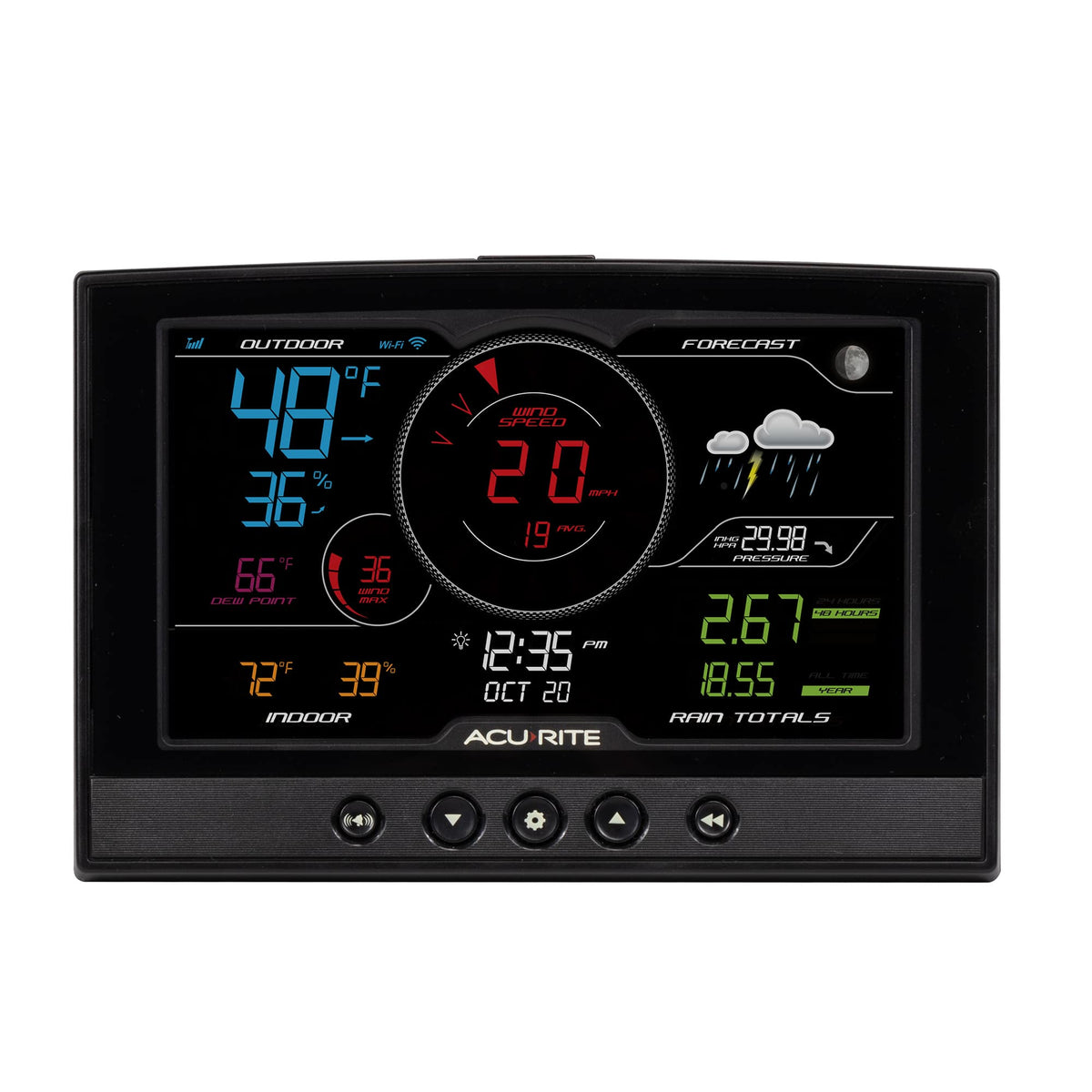 AcuRite - Iris (5-in-1) Weather Station with Direct-to-Wi-Fi Display for Remote Monitoring - White/Black