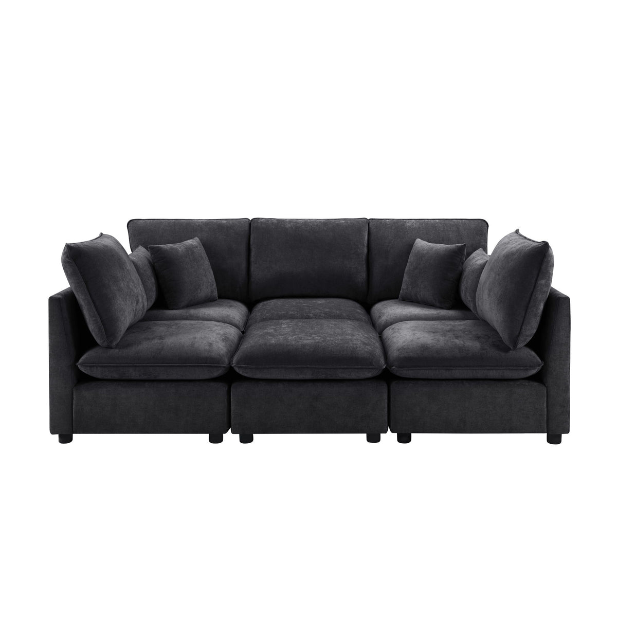 Modern Sectional Sofa U-Shaped With Movable Ottoman Storage Armrests And USB Ports