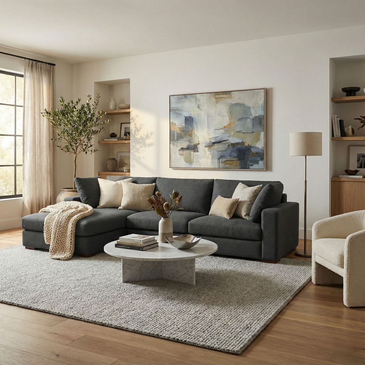 Charlie - Upholstered Deep Seater Sectional Sofa