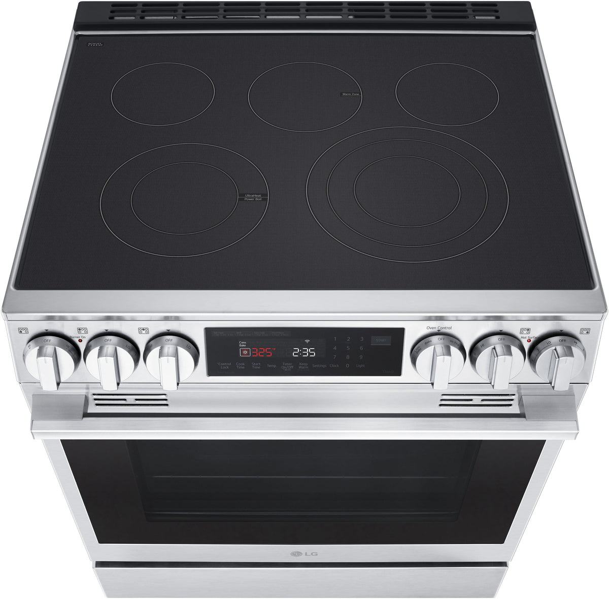 LG - 30-in Wide 6.3 Cu. Ft. Slide-In Electric True Convection Range with 5 Elements, InstaView and 2 UltraHeat Elements - Stainless Steel