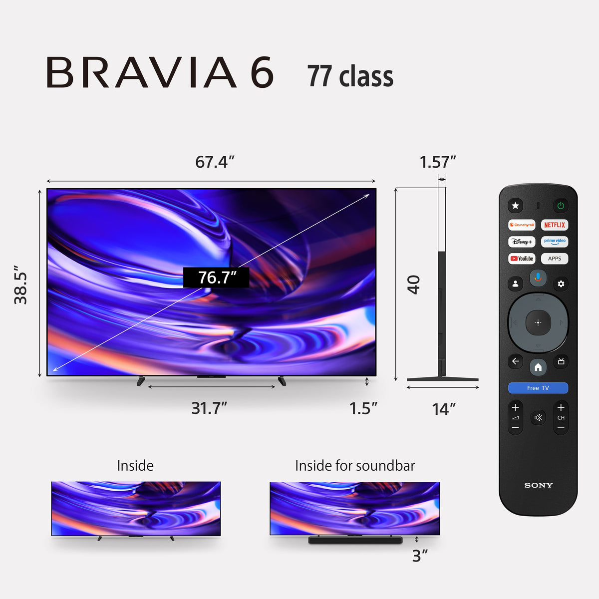 Sony - 77" class BRAVIA 6 OLED 4K HDR Smart Google TV with Gemini