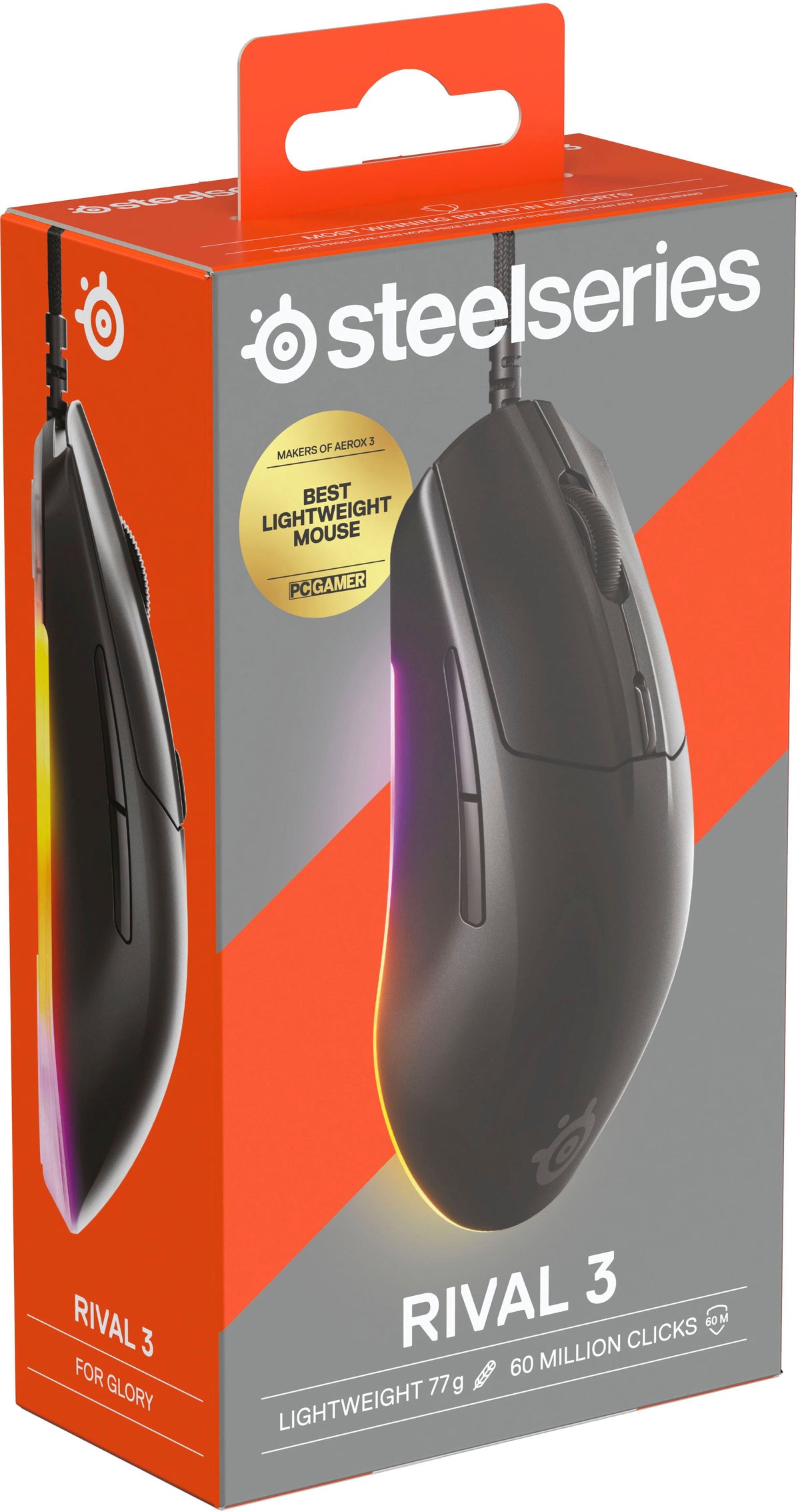 SteelSeries - Rival 3 Gen 2 Wired Optical Gaming Mouse with 3-Zone RGB for PC - Wired - Black