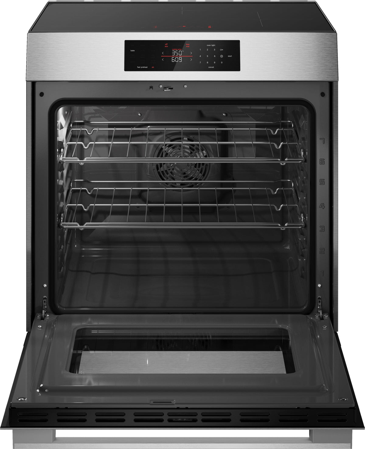 Bosch - 500 Series 30 in. Wide 5.8 Cu. Ft. Slide-In Electric Induction Range with Convection, Steam cleaning and 4 Elements - Stainless Steel