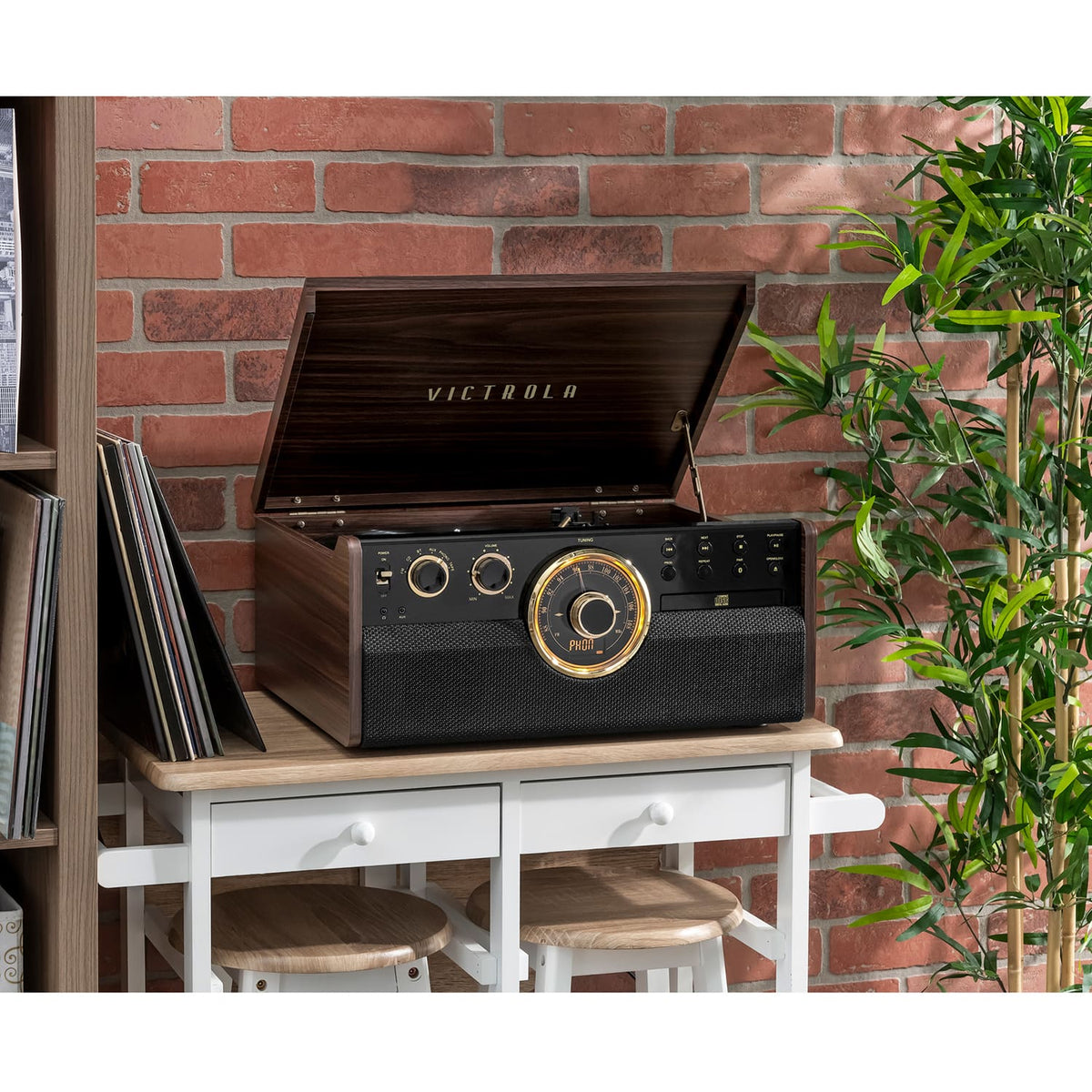 Victrola - Empire Bluetooth 6-in-1 Record Player - Gold/Brown/Black