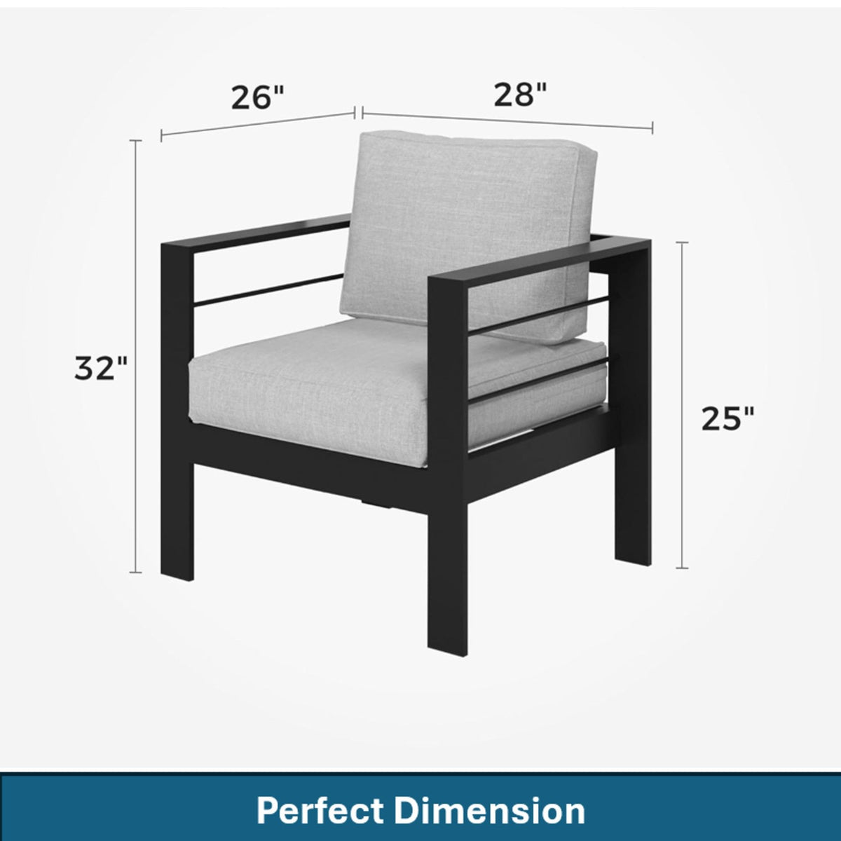 Modernos sillones de patio para todo clima y cojines gruesos (juego de 2)