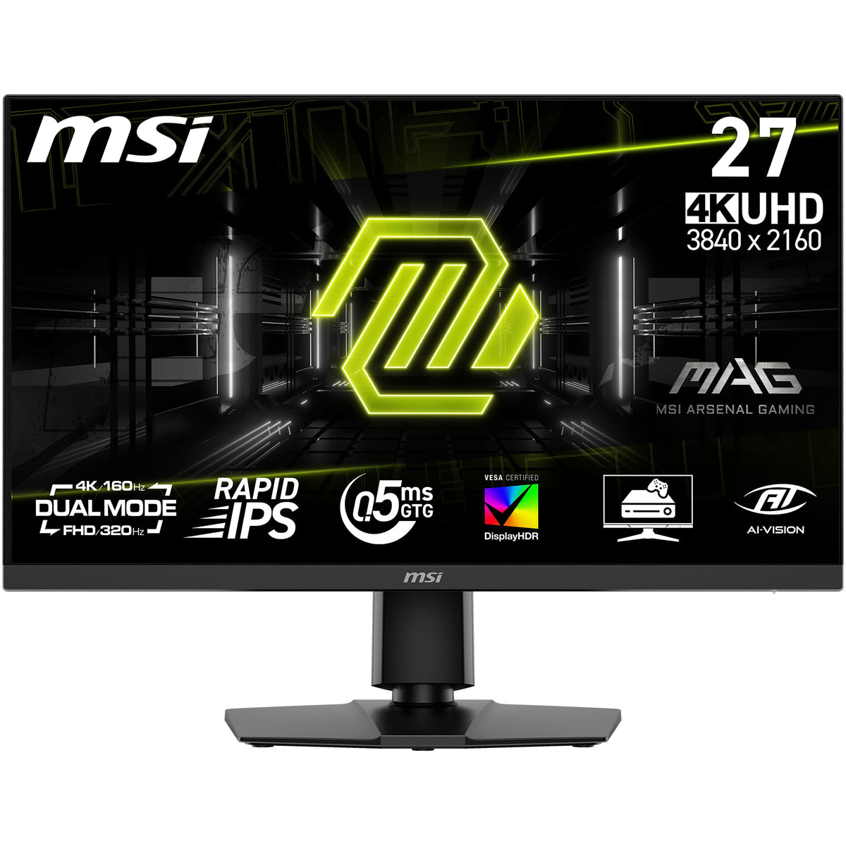 MSI - MAG 272URDF E16 27" Rapid IPS LCD UHD 160Hz/FHD 320Hz 0.5ms FreeSync Gaming Monitor with HDR400 (DisplayPort, HDMI) - Black
