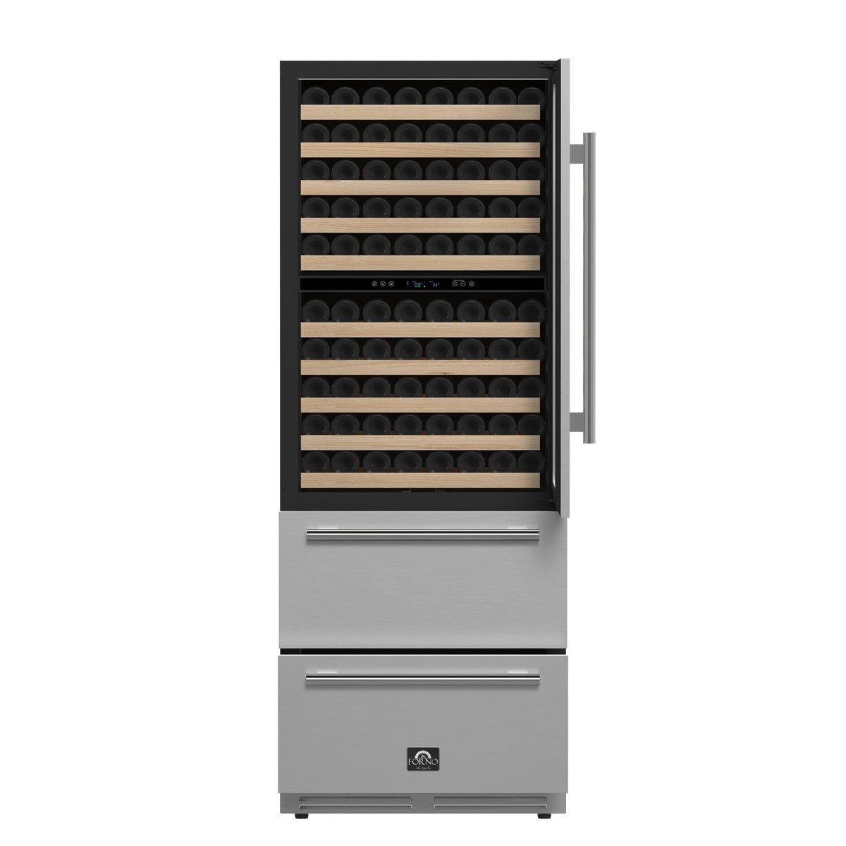 Forno Appliances - Celano 150-Bottle Convertible Dual Zone Wine Cellar and Beverage Cooler - Stainless Steel